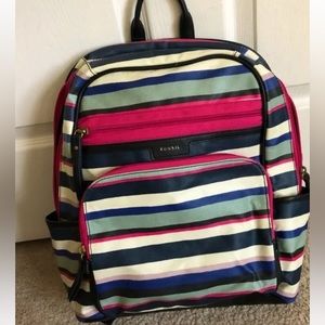 🌸Fossil Eliza Coated Canvas Backpack Multi Stripe